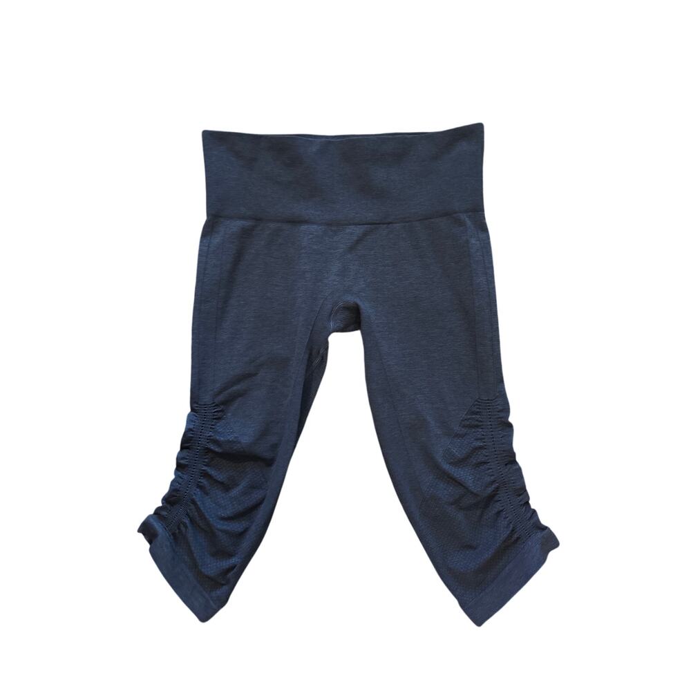 Women 6 Lululemon In The Flow Crop II Capri Seamless Navy Yoga Leggings Pants